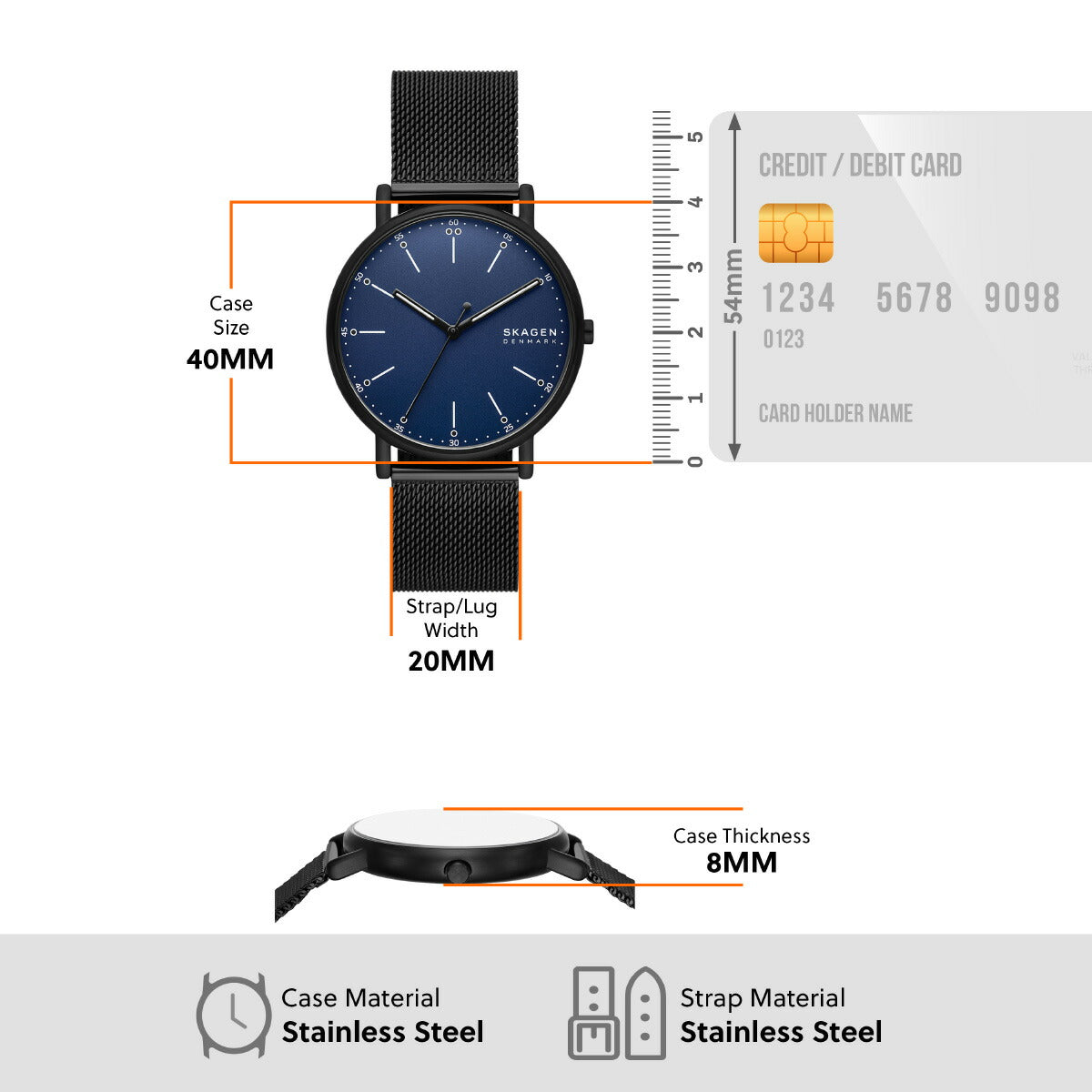 スカーゲン SKAGEN 腕時計 メンズ SIGNATUR 三針 ブラック ステンレススチールメッシュウォッチ&ストラップセット SKW6933SET