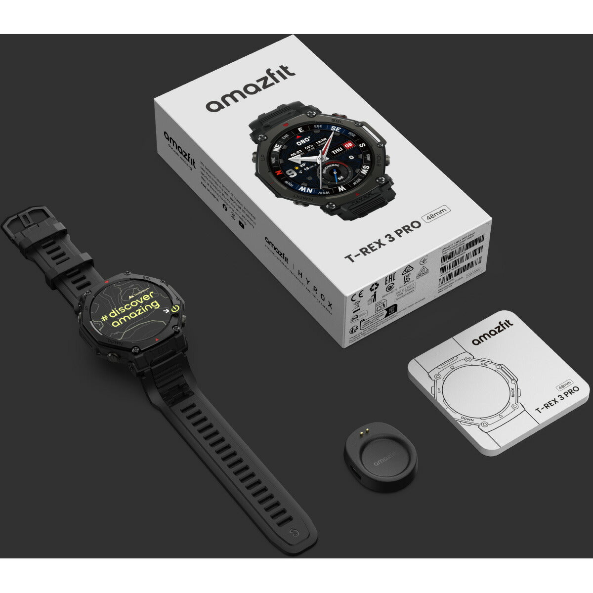 アマズフィット AMAZFIT スマートウォッチ T-Rex 3 Pro 48mm タクティカルブラック 腕時計 メンズ レディース GPS ウェアラブル SP170078-C239【2025 新作】