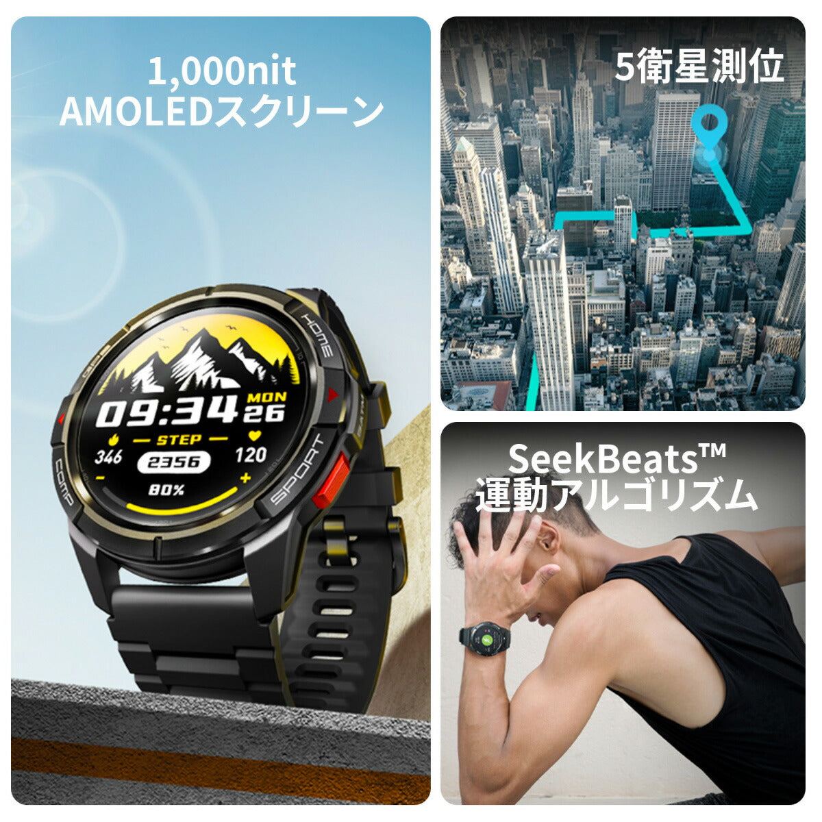 ミブロ Mibro スマートウォッチ Mibro GS Active SP380010-C09 グレー 腕時計 メンズ レディース