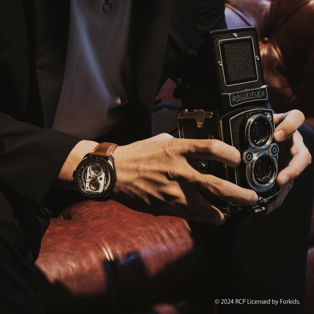 タックス TACS TWIN LENS Rollei コラボ 世界限定モデル 腕時計 メンズ 自動巻き TS2002G ツインレンズ × ローライフレックス