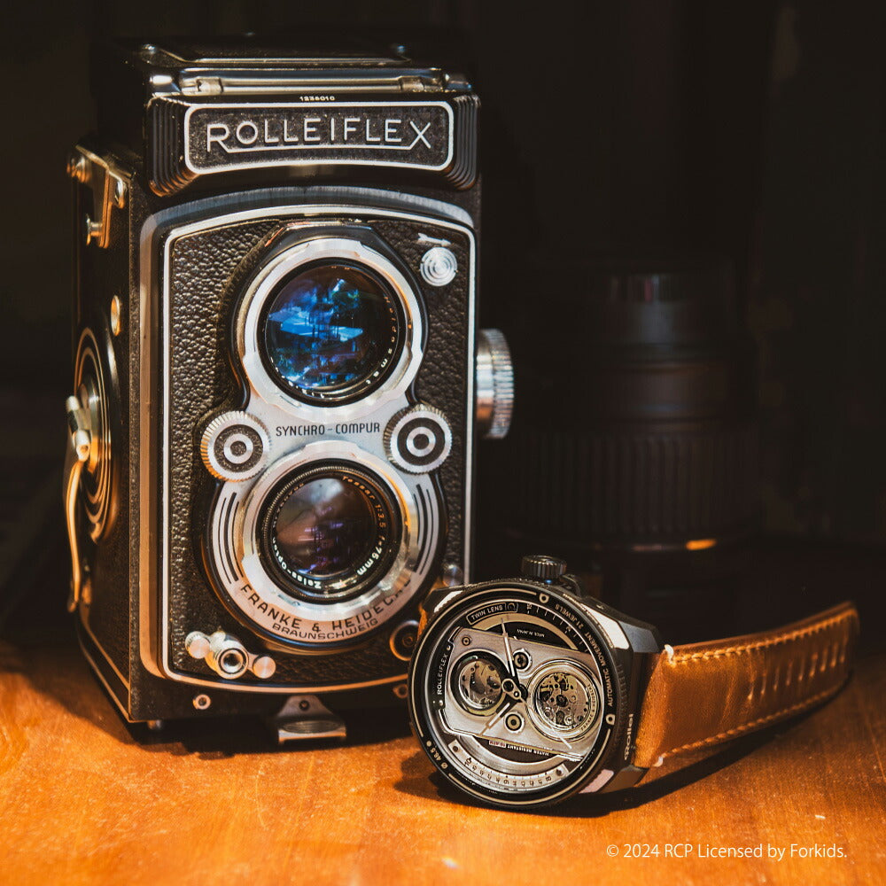 タックス TACS TWIN LENS Rollei コラボ 世界限定モデル 腕時計 メンズ 自動巻き TS2002G ツインレンズ × ローライフレックス