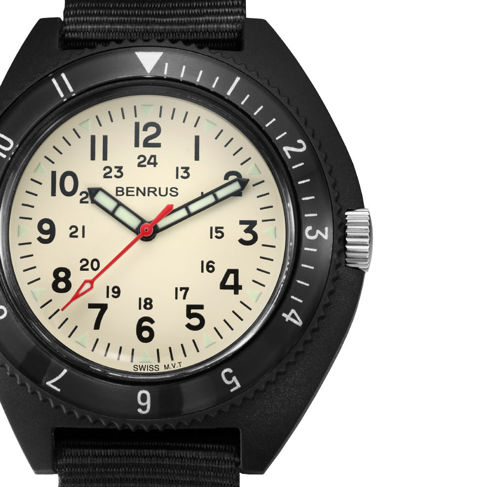 ベンラス BENRUS 限定生産モデル 腕時計 メンズ TYPE-III BK IVORY Class-A General Purpose ミリタリーウォッチ ブラック アイボリー【2025 新作】