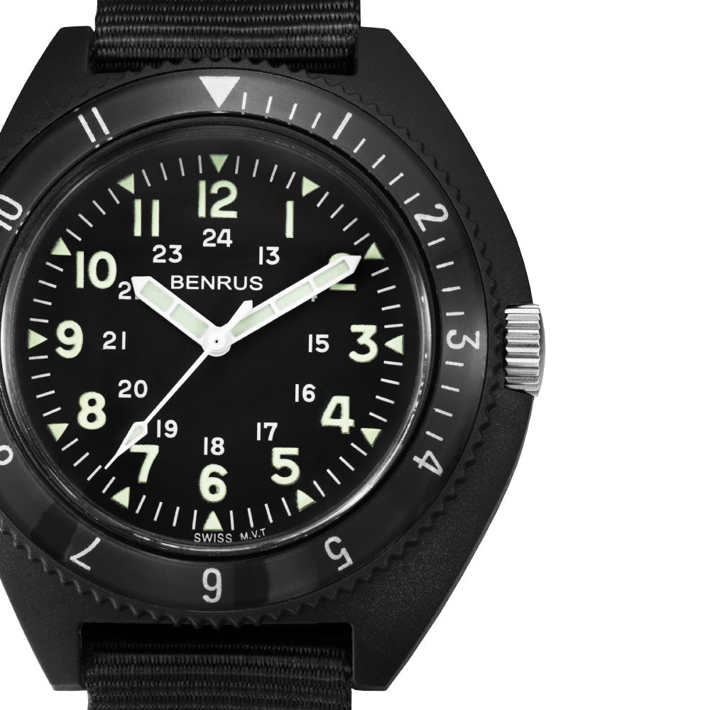 ベンラス BENRUS 腕時計 メンズ TYPE-III BK Class-A General Purpose ミリタリーウォッチ ブラック【2025 新作】
