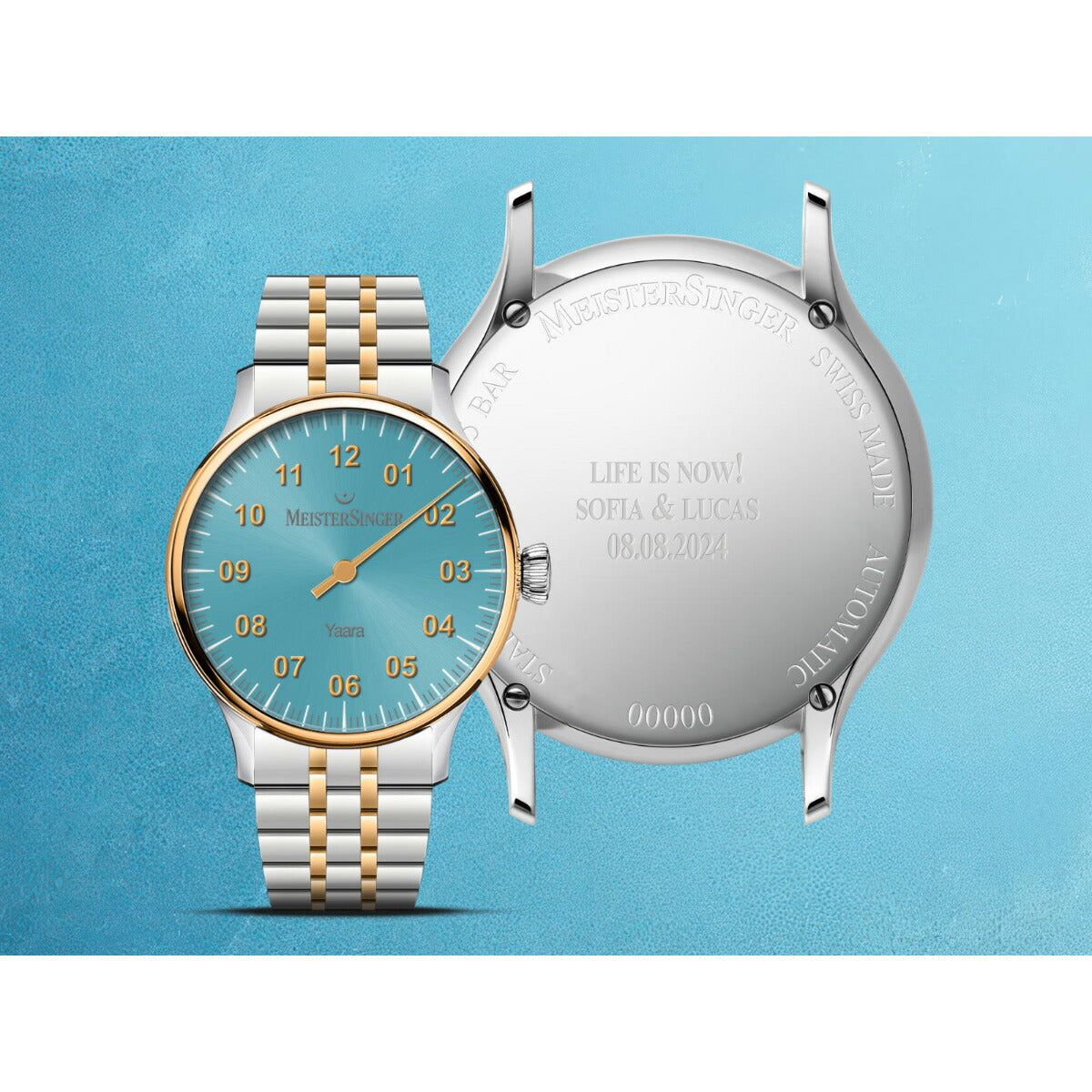 マイスタージンガー MeisterSinger ヤアラ アイスブルー&ゴールド Yaara Ice Blue with Gold 自動巻き 腕時計 メンズ レディース YA914G【2025 新作】