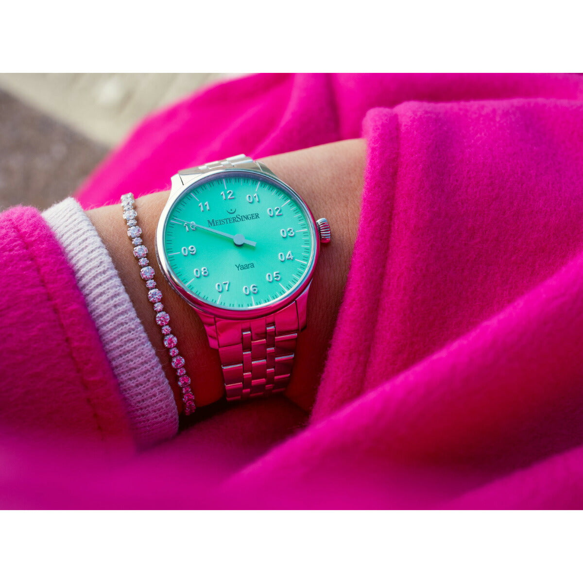 マイスタージンガー MeisterSinger ヤアラ ミント&シルバー Yaara Mint with Silver 自動巻き 腕時計 メンズ レディース YA929S【2025 新作】