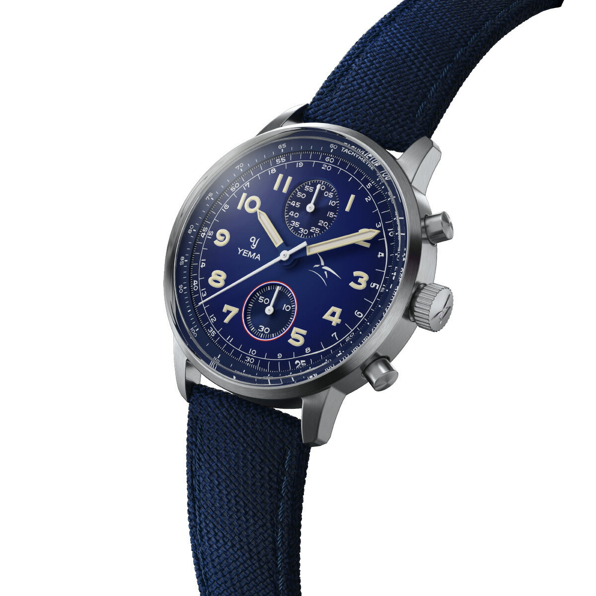 イエマ YEMA フライグラフ FAF クォーツ フランス空軍モデル ブルー 腕時計 メンズ クロノグラフ YMHF1582AA-GG