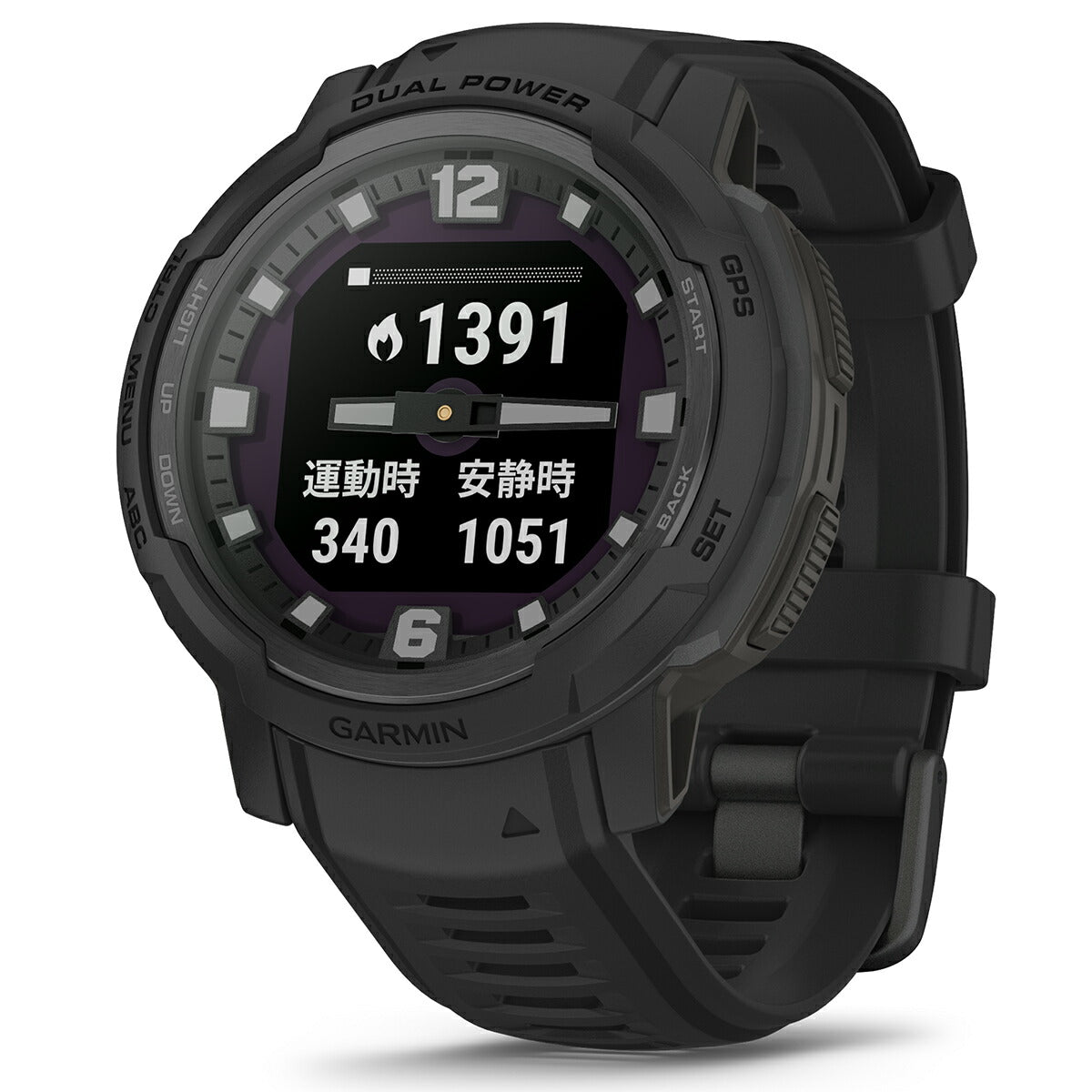ガーミン GARMIN Instinct Crossover インスティンクト クロスオーバー デュアルパワー タクティクス 010-02730-40 Dual Power Tactical Edition Black スマートウォッチ 腕時計