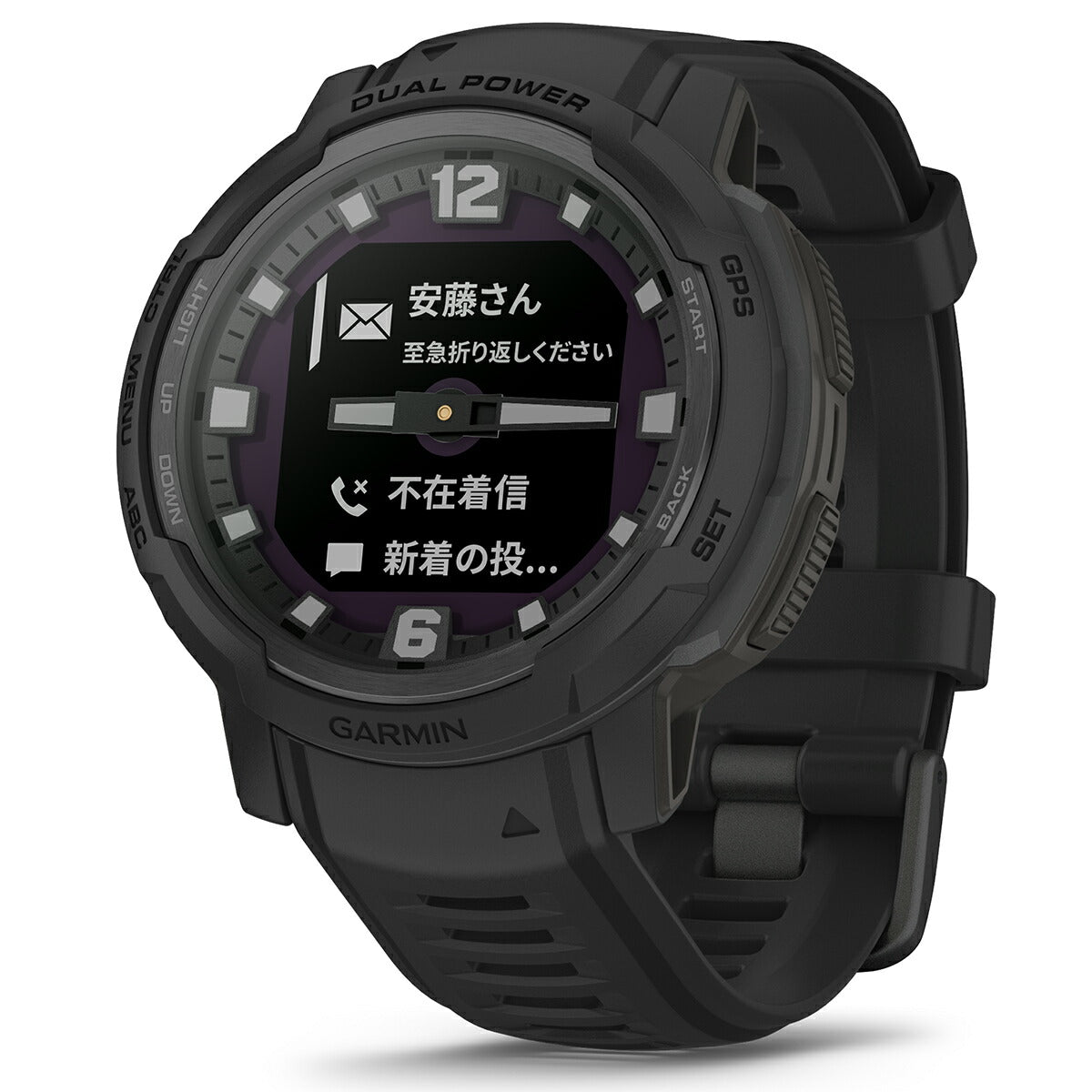 ガーミン GARMIN Instinct Crossover インスティンクト クロスオーバー デュアルパワー タクティクス 010-02730-40 Dual Power Tactical Edition Black スマートウォッチ 腕時計