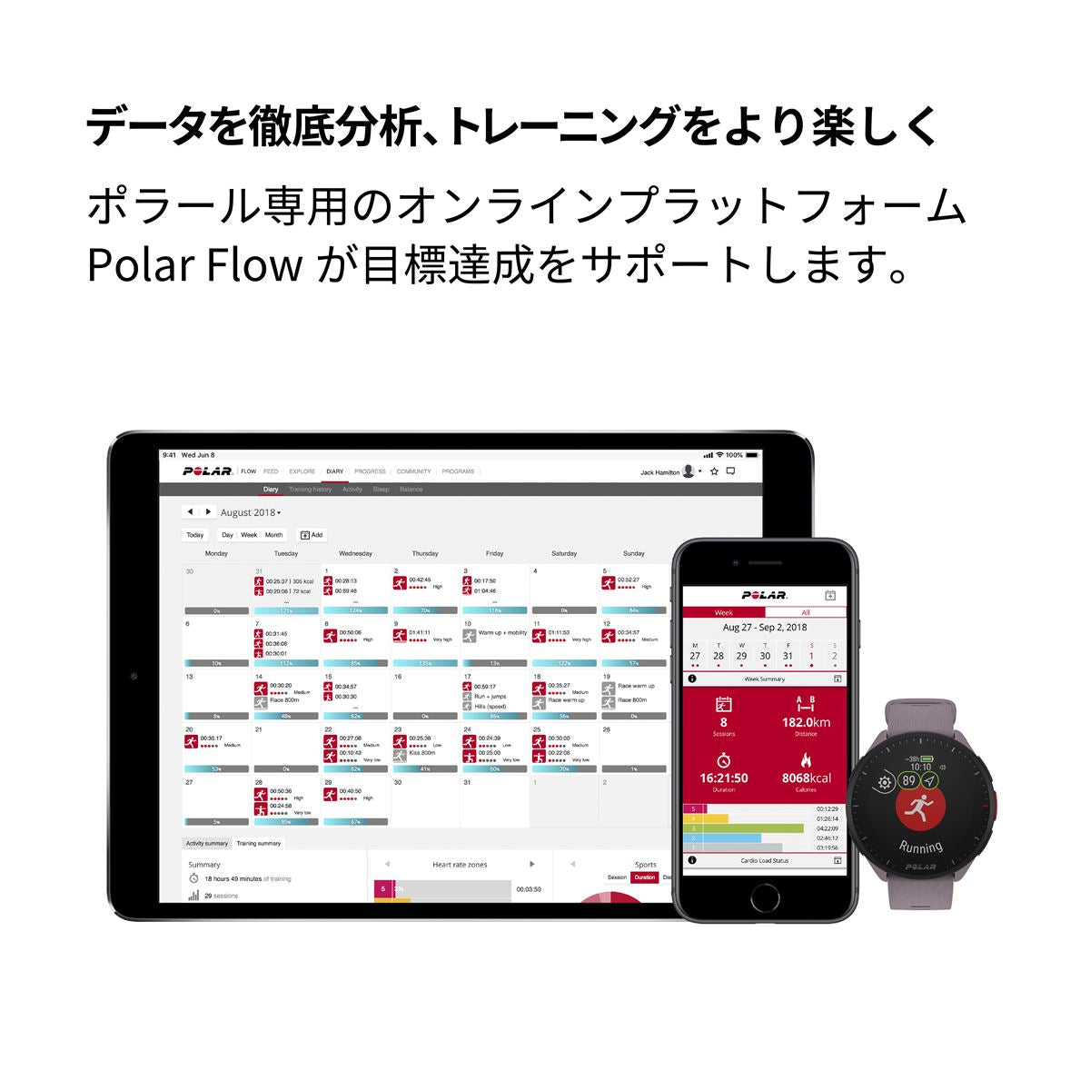 ポラール POLAR PACER スマートウォッチ GPS 心拍 トレーニング ランニング マラソン 腕時計 ぺーサー ライラックパープル S-L 900102177 日本正規品