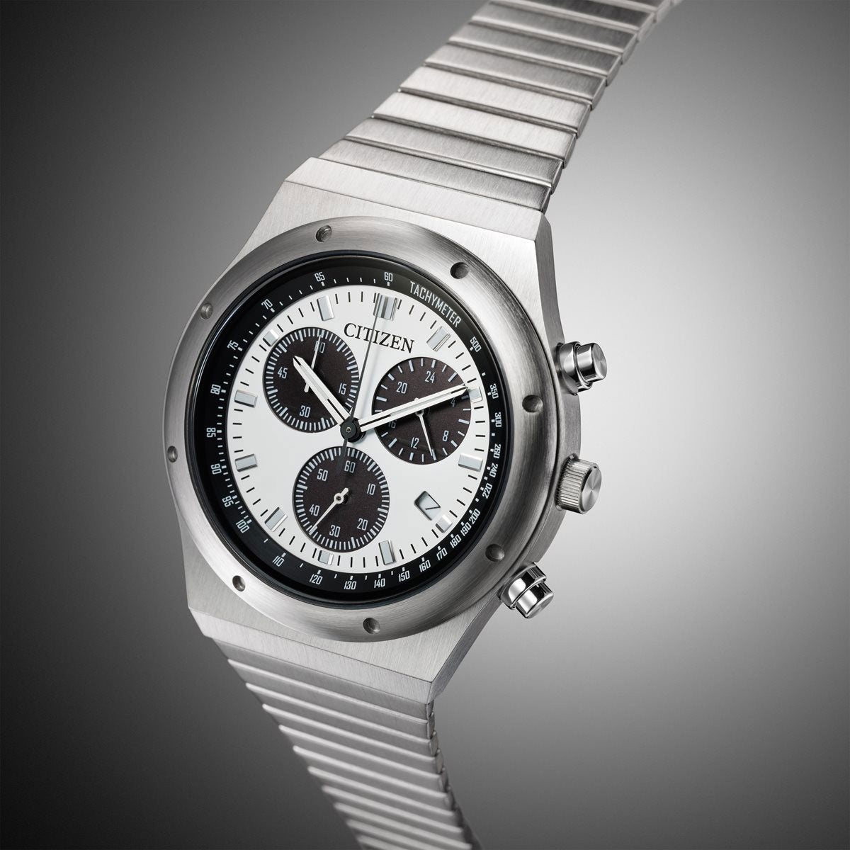 シチズンコレクション レコードレーベル 1984 chronograph 特定店取扱いモデル AT2541-54A エコドライブ ソーラー 腕時計 メンズ ホワイト CITIZEN COLLECTION RECORD LABEL