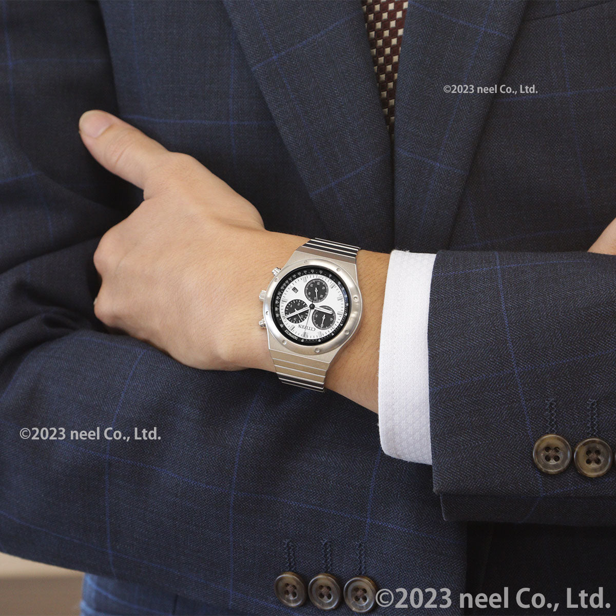 シチズンコレクション レコードレーベル 1984 chronograph 特定店取扱いモデル AT2541-54A エコドライブ ソーラー 腕時計 メンズ ホワイト CITIZEN COLLECTION RECORD LABEL