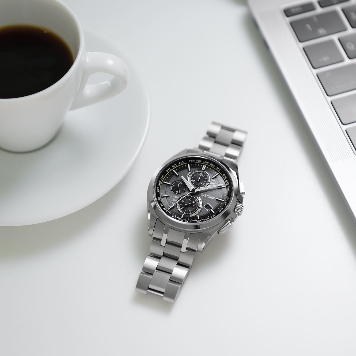 シチズン アテッサ CITIZEN ATTESA エコドライブ ソーラー 電波時計 メンズ 腕時計 ダイレクトフライト クロノグラフ AT8040-57E