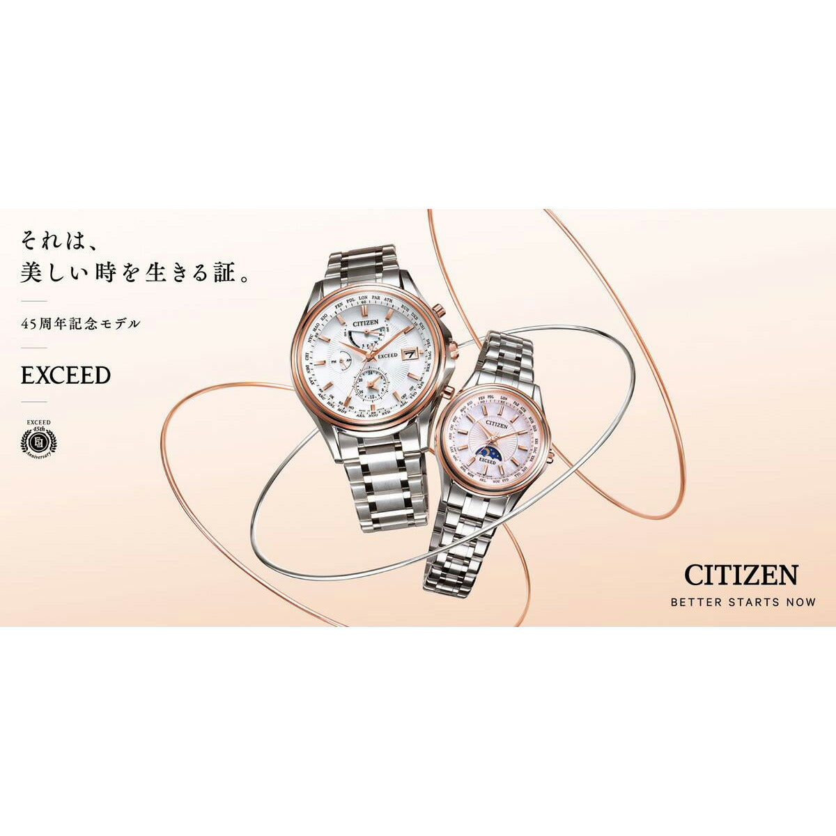シチズン エクシード CITIZEN EXCEED エコドライブ 電波時計 45周年記念 ペアモデル メンズ 腕時計 AT9134-68W
