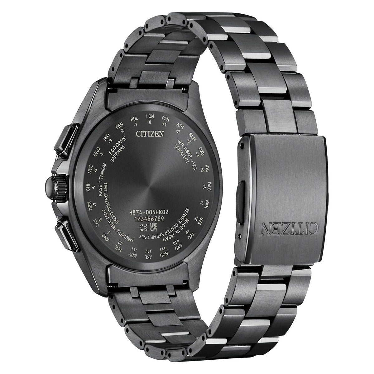 シチズン アテッサ CITIZEN ATTESA エコドライブ 電波時計 腕時計 ダイレクトフライト ムーンフェイズ BY1006-62E 月齢自動計算機能 ルナプログラム 搭載 Black Titanium