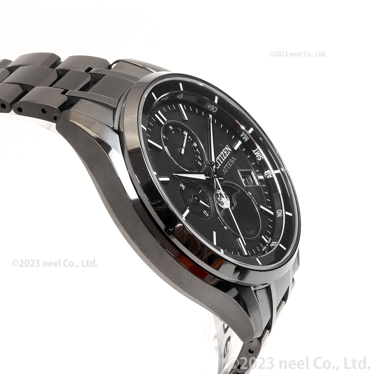 シチズン アテッサ CITIZEN ATTESA エコドライブ 電波時計 腕時計 ダイレクトフライト ムーンフェイズ BY1006-62E 月齢自動計算機能 ルナプログラム 搭載 Black Titanium