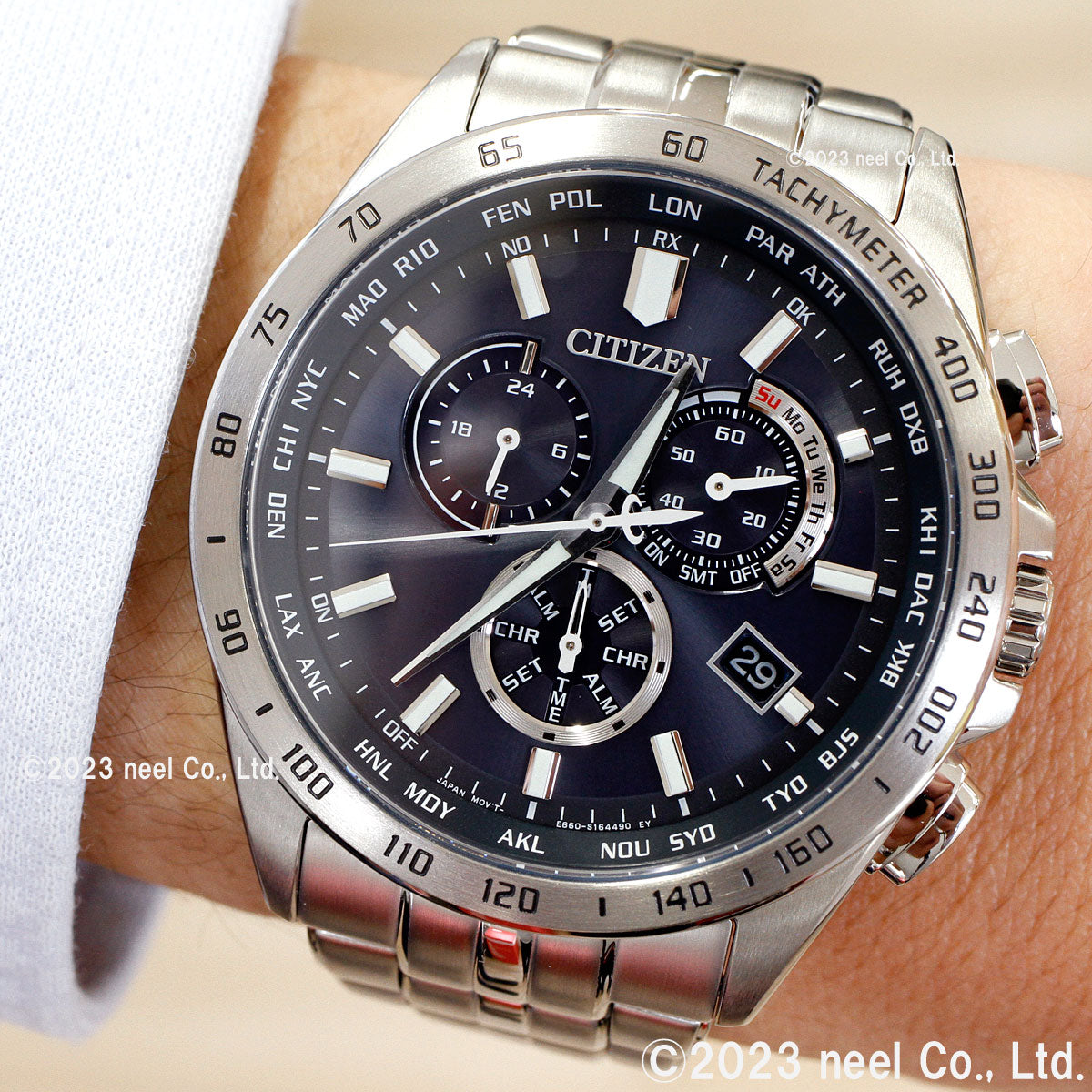 シチズンコレクション CITIZEN COLLECTION エコドライブ ソーラー 電波時計 腕時計 メンズ ダイレクトフライト クロノグラフ CB5870-91L