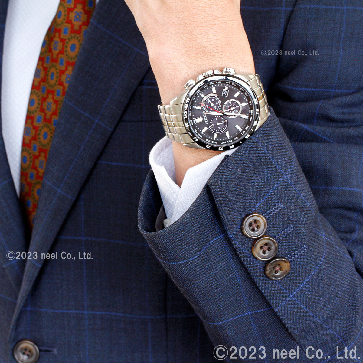 シチズンコレクション CITIZEN COLLECTION エコドライブ ソーラー 電波時計 腕時計 メンズ ダイレクトフライト クロノグラフ CB5874-90E