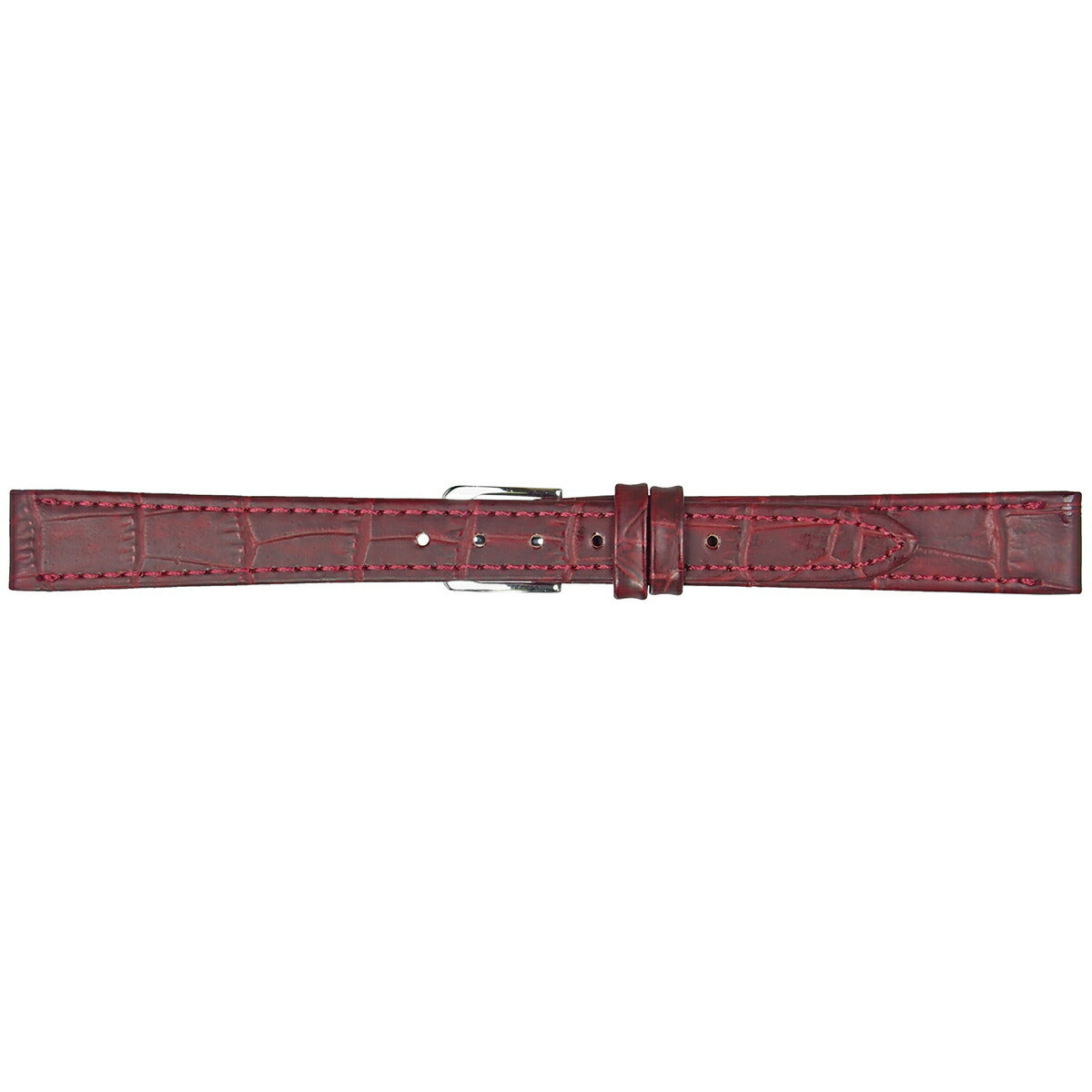 ミモザ MIMOSA 腕時計 替えバンド ベルト レディース P型押ワニ カーフ 12mm ワイン/シルバー 時計 時計バンド 時計ベルト 革 牛革