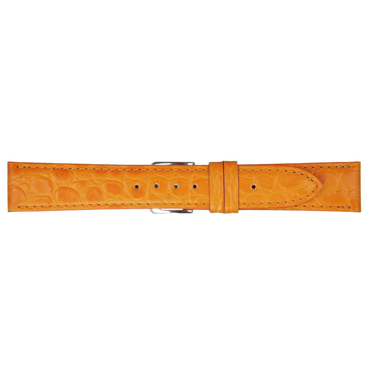 ミモザ MIMOSA 腕時計 替えバンド ベルト メンズ PRA型押ワニ カーフ 16mm オレンジ/シルバー 時計 時計バンド 時計ベルト 革 牛革