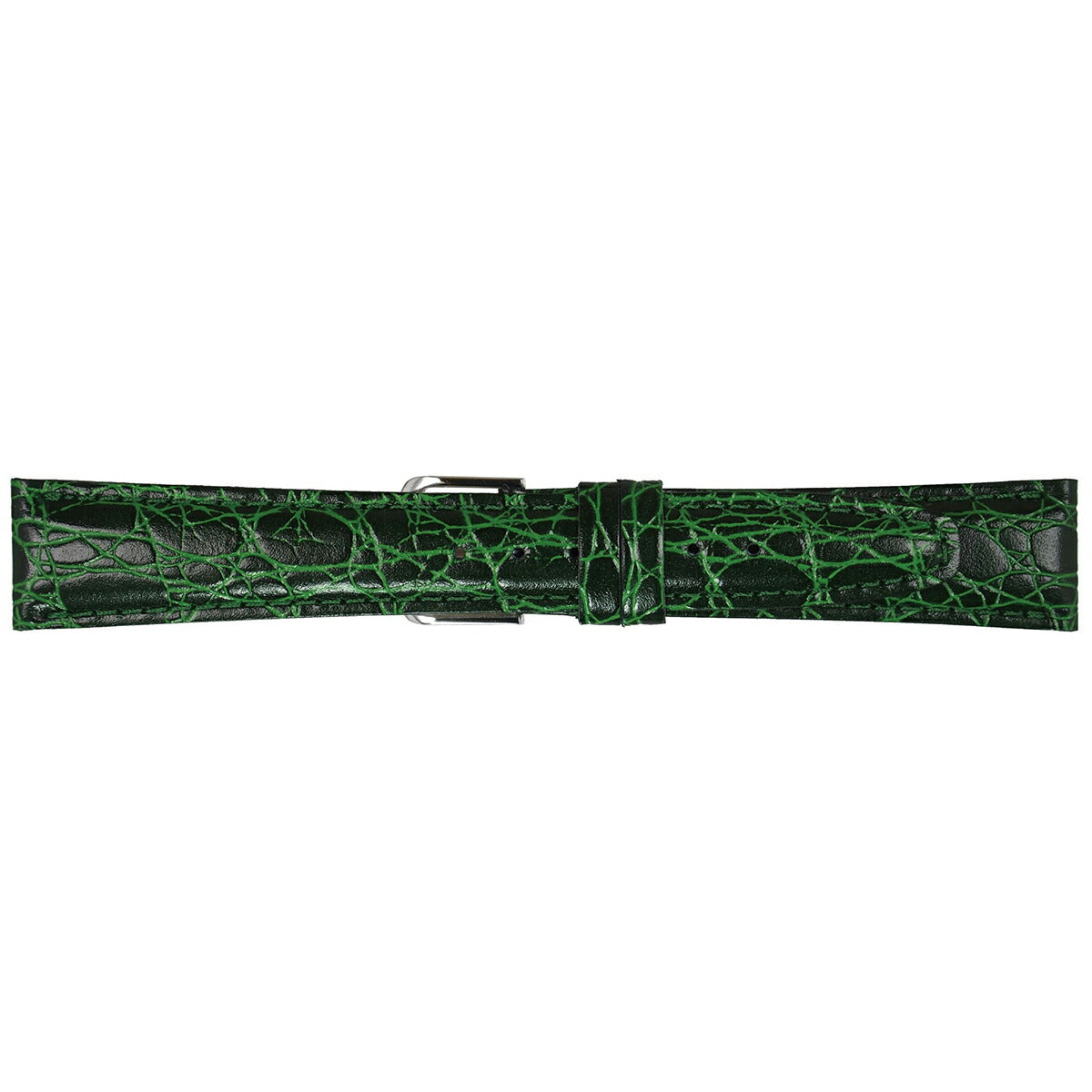 ミモザ MIMOSA 腕時計 替えバンド ベルト メンズ RA型押ワニ カーフ 16mm グリーン/シルバー 時計 時計バンド 時計ベルト 革 牛革