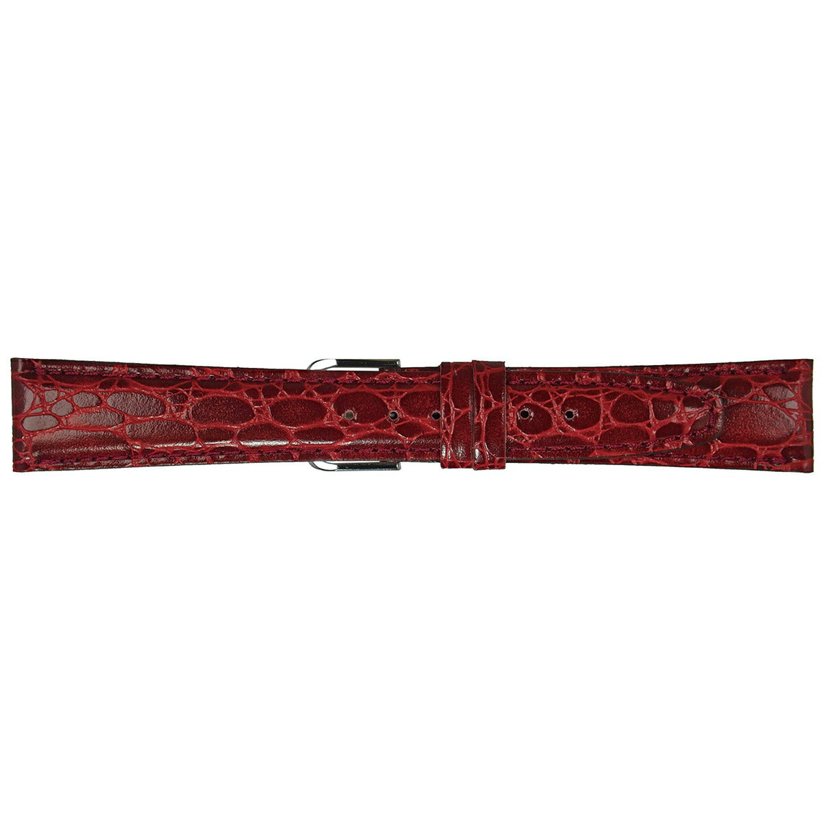 ミモザ MIMOSA 腕時計 替えバンド ベルト メンズ RA型押ワニ カーフ 20mm ワイン/シルバー 時計 時計バンド 時計ベルト 革 牛革