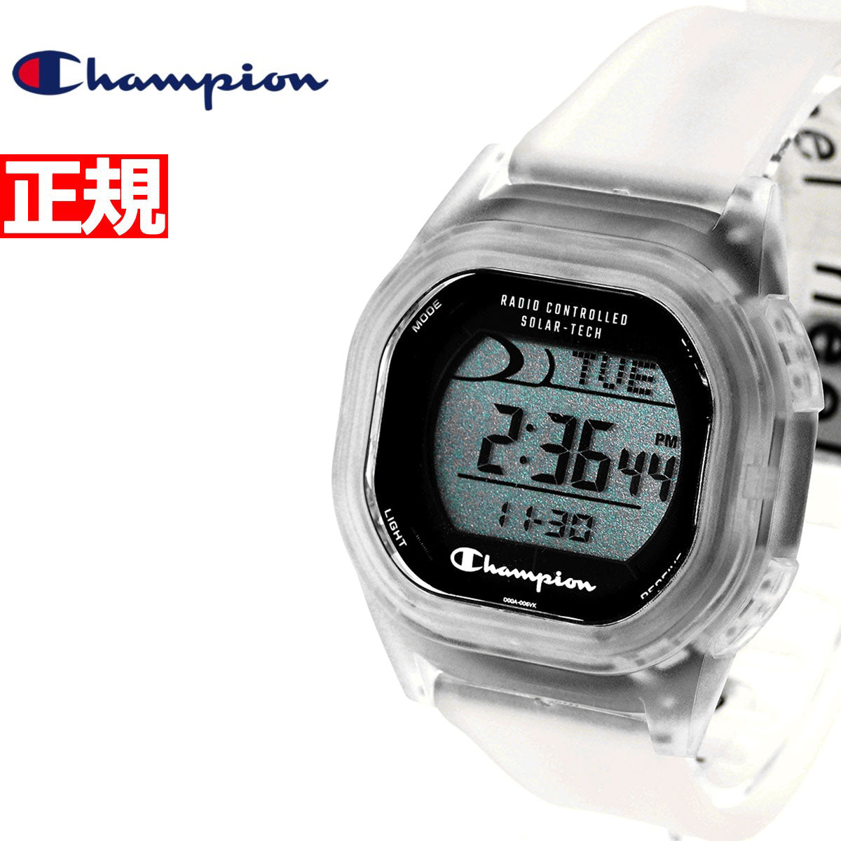 チャンピオン Champion D00A-006VK メンズ レディース 腕時計 ソーラーテック 電波時計 10気圧防水 スクエア