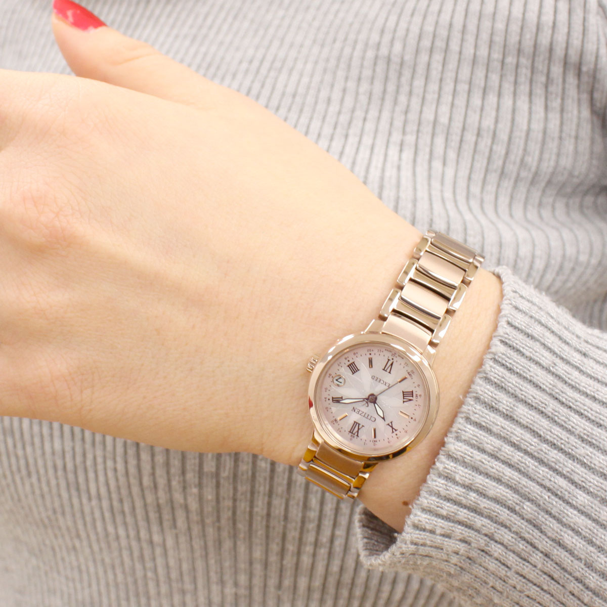 シチズン エクシード サクラピンク エコドライブ 電波時計 レディース 腕時計 ティタニアライン ハッピーフライト TITANIA LINE HAPPY FLIGHT CITIZEN EXCEED ES9322-57W