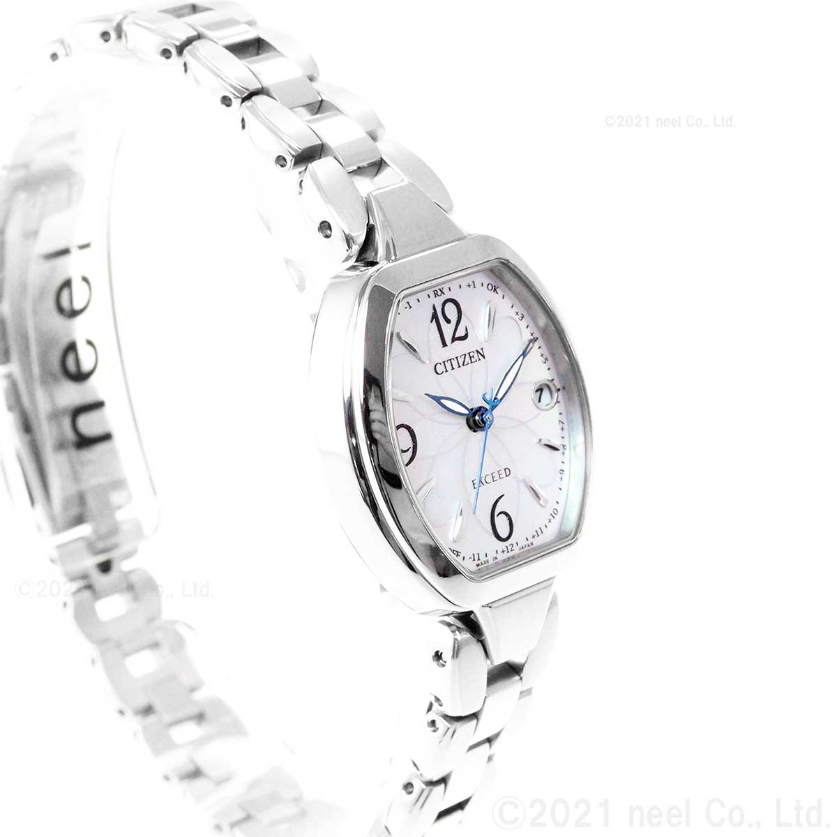 シチズン エクシード CITIZEN EXCEED エコドライブ 電波時計 ティタニア ハッピーフライト 腕時計 レディース ES9480-56W フラワーバンド トノー型