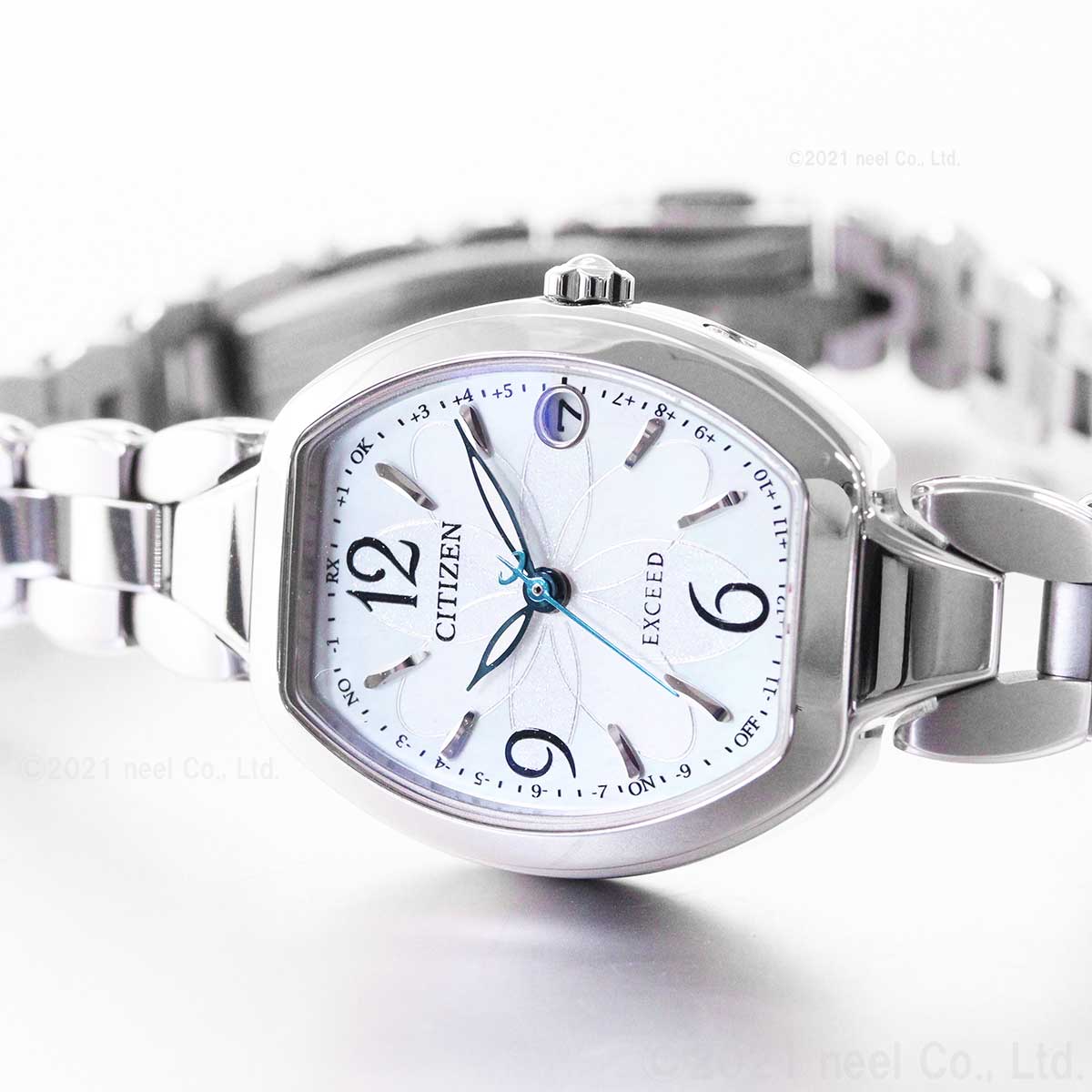 シチズン エクシード CITIZEN EXCEED エコドライブ 電波時計 ティタニア ハッピーフライト 腕時計 レディース ES9480-56W フラワーバンド トノー型