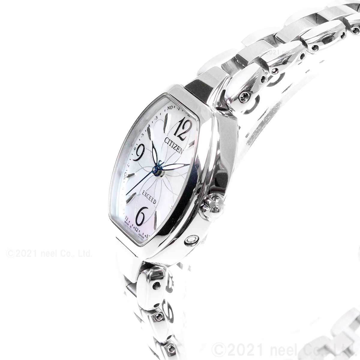 シチズン エクシード CITIZEN EXCEED エコドライブ 電波時計 ティタニア ハッピーフライト 腕時計 レディース ES9480-56W フラワーバンド トノー型