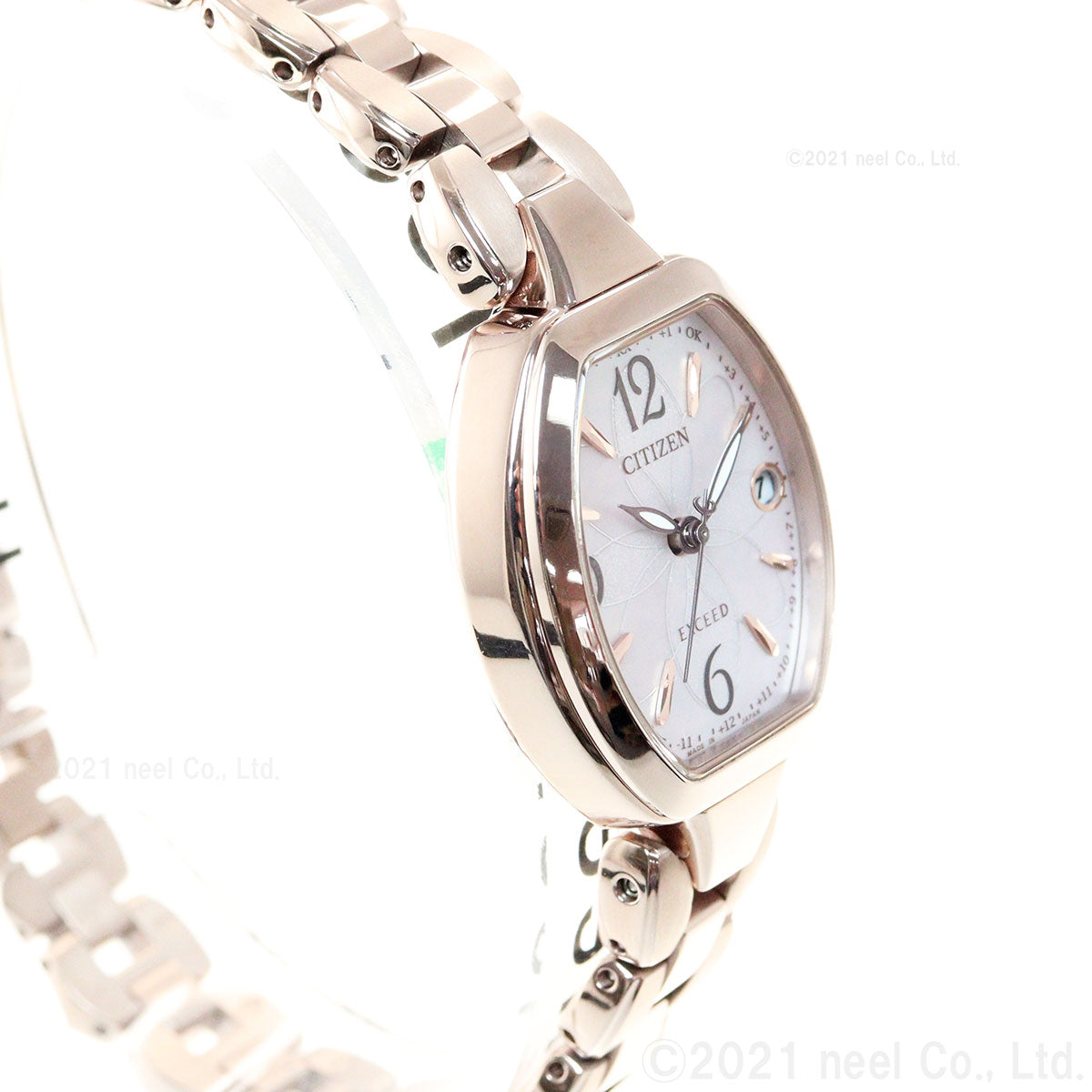 シチズン エクシード CITIZEN EXCEED エコドライブ 電波時計 ティタニア ハッピーフライト 腕時計 レディース ES9482-51W フラワーバンド トノー型