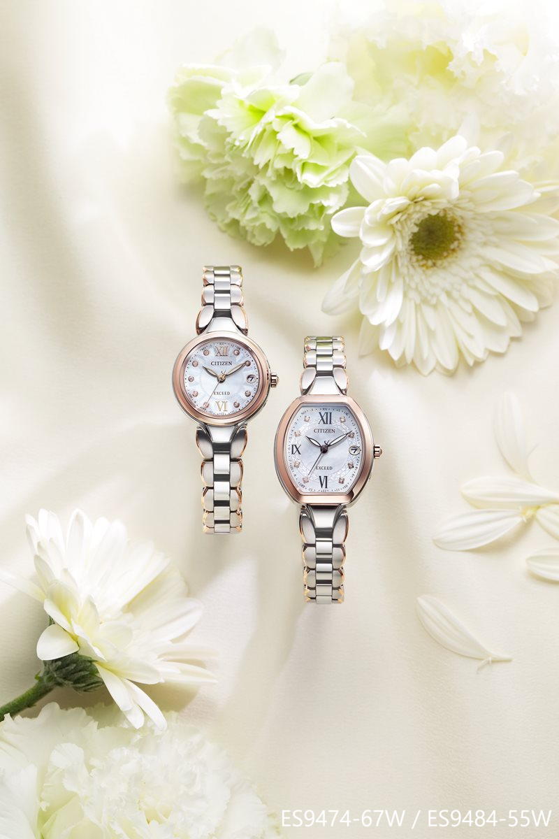 シチズン エクシード ES9484-55W 電波ソーラー エコ・ドライブ電波 レディース 腕時計 CITIZEN EXCEED ピンクシェル ピンクゴールド
