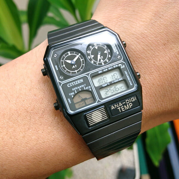 シチズン アナデジテンプ CITIZEN ANA-DIGI TEMP 復刻モデル 腕時計 メンズ レディース ブラック JG2105-93E