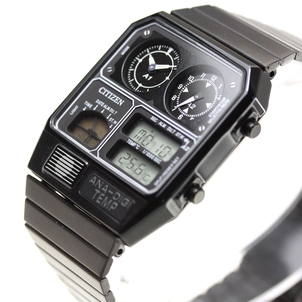 シチズン アナデジテンプ CITIZEN ANA-DIGI TEMP 復刻モデル 腕時計 メンズ レディース ブラック JG2105-93E