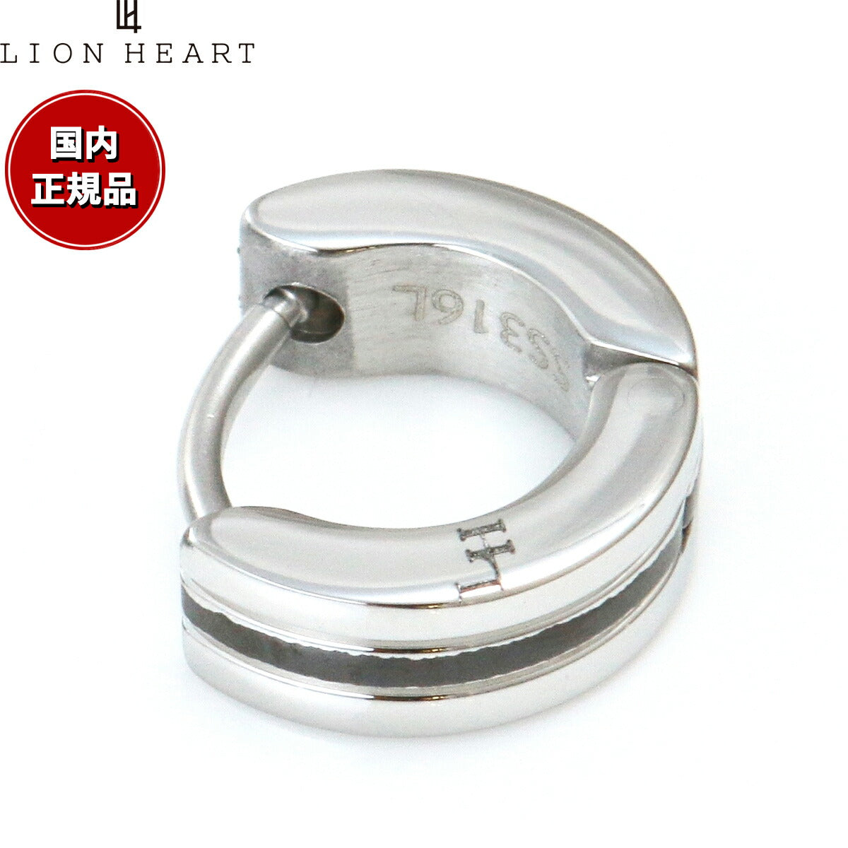 ライオンハート LION HEART ピアス アクセサリー フープピアス 片耳用 LHMP008NBK おしゃれ 誕生日 プレゼント