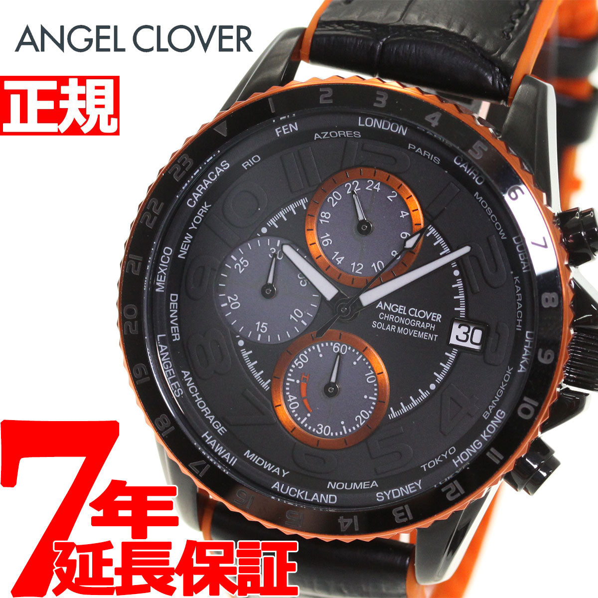 ANGEL CLOVER  MOS44BK-BK ソーラー腕時計 クロノグラフ