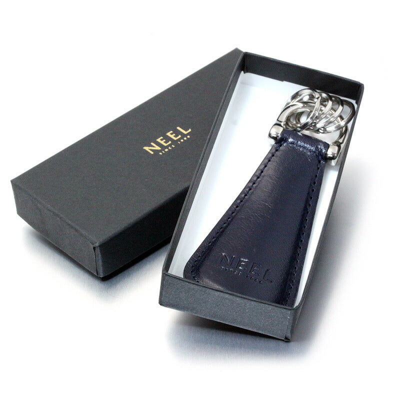 NEEL オリジナル 靴べら 携帯 シューホーン キーホルダー イタリアンレザー ネイビー