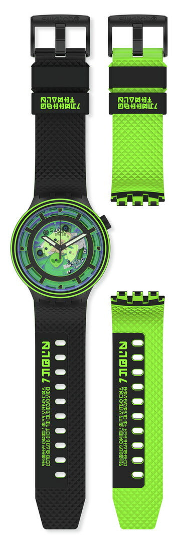 swatch スウォッチ 腕時計 SB01B125 メンズ レディース オリジナルズ ビッグボールド カムインピース グリーン ブラック BIG BOLD PLANETS COME IN PEACE !