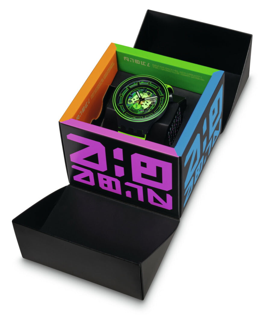 swatch スウォッチ 腕時計 SB01B125 メンズ レディース オリジナルズ ビッグボールド カムインピース グリーン ブラック BIG BOLD PLANETS COME IN PEACE !