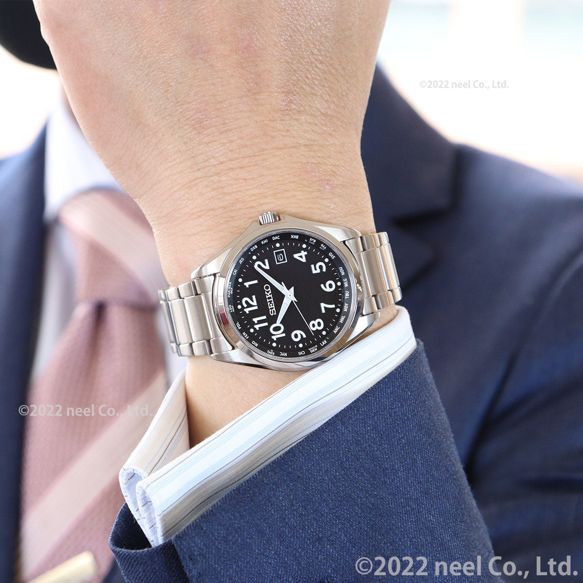 セイコー セレクション SEIKO SELECTION 電波 ソーラー 電波時計 腕時計 メンズ アラビア数字 ワールドタイム チタン SBTM329