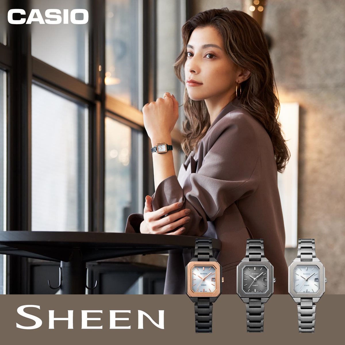 カシオ シーン CASIO SHEEN ソーラー 腕時計 レディース SHS-4528BJ-8AJF ダークグレー