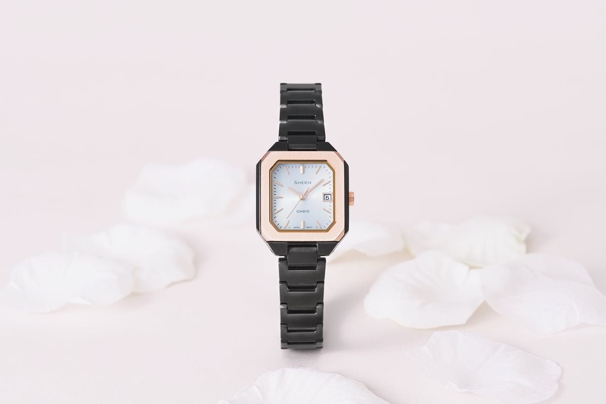 カシオ シーン CASIO SHEEN ソーラー 腕時計 レディース SHS-4528GBJ-7AJF ブラック ピンクゴールド