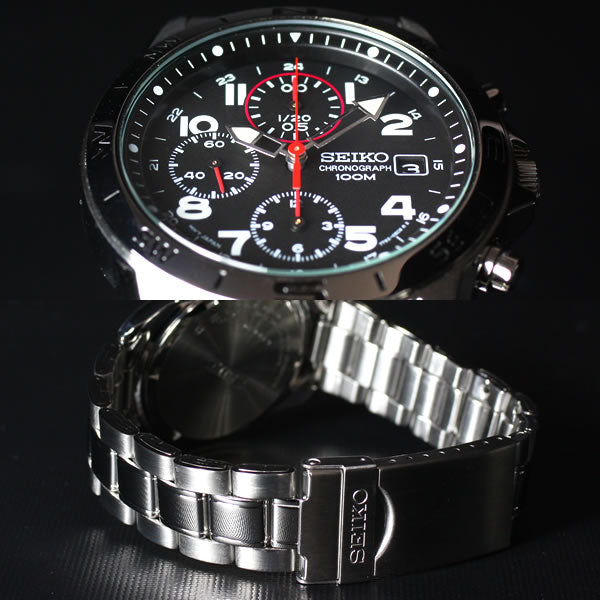 セイコー逆輸入 クロノグラフ ブラック SEIKO 腕時計 メンズ SND375【クオーツ】【レア】【W30608】【正規品】