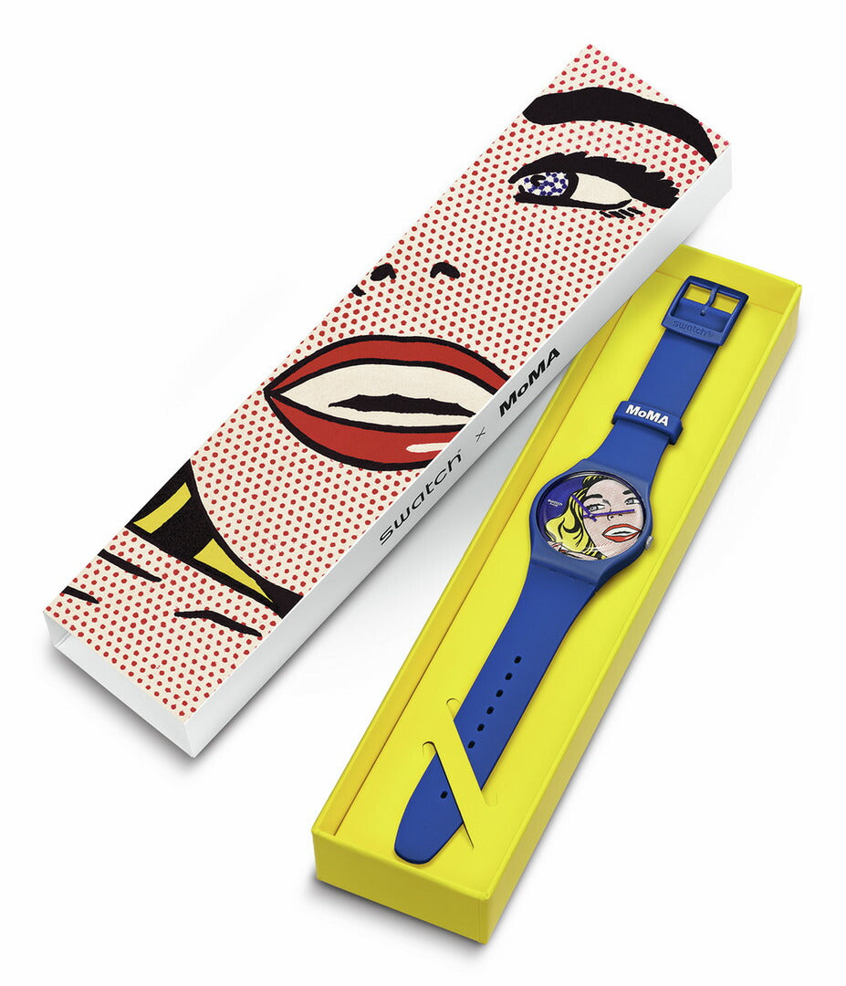 swatch x MoMA コラボ GIRL BY ROY LICHTENSTEIN THE WATCH ロイ・リキテンスタイン 生誕100年記念 スウォッチ 腕時計 SUOZ352
