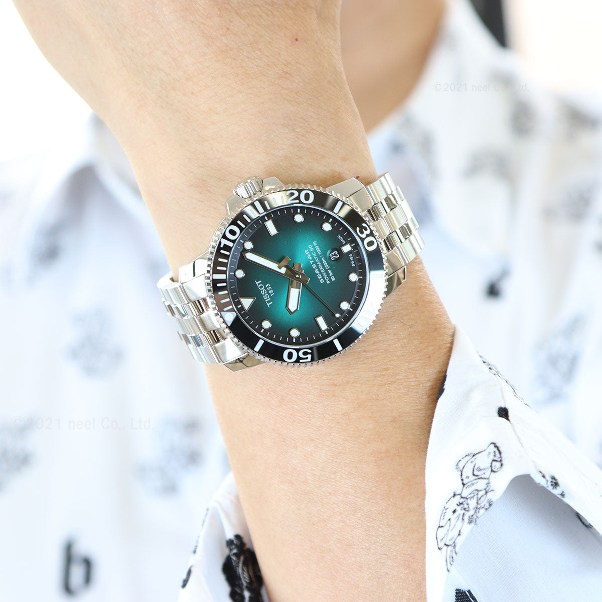 ティソ 腕時計 メンズ TISSOT シースター 1000 オートマティック SEASTAR 1000 POWERMATIC 80 自動巻き T120.407.11.091.01 ステンレススチール グリーン【60回分割手数料無料!】