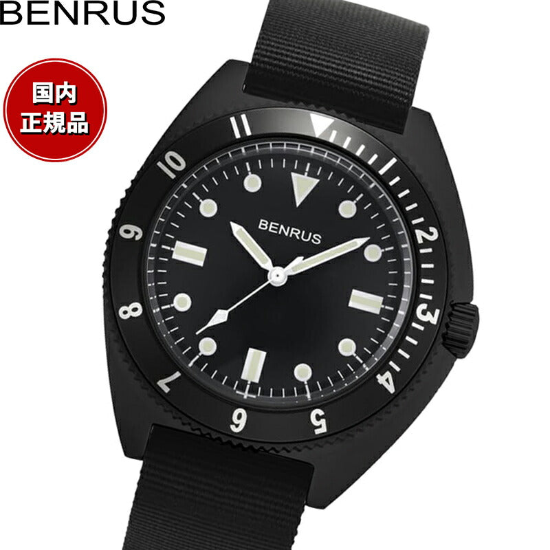 ベンラス BENRUS 腕時計 メンズ TYPE-I BLACK ブラック ミリタリーウォッチ 復刻モデル