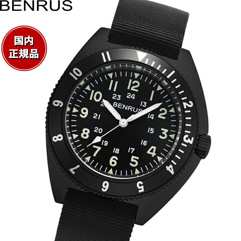 ベンラス BENRUS 腕時計 メンズ TYPE-II BLACK ブラック ミリタリーウォッチ 復刻モデル