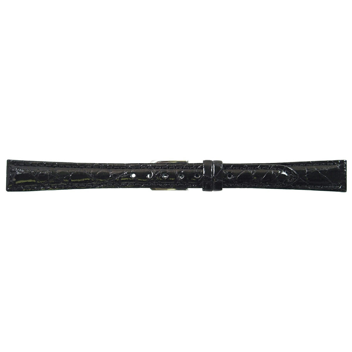 ミモザ MIMOSA 腕時計 替えバンド ベルト レディース 腹ワニDM カイマン 10mm ブラック/シルバー 時計 時計バンド 時計ベルト 革 ワニ革