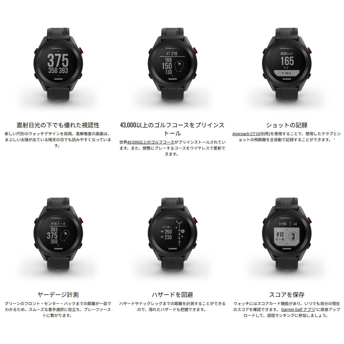 ガーミン Approach S12 Black アプローチ ブラック 010-02472-20 GARMIN スマートウォッチ ブラック ゴルフ GPS ウェアラブル 腕時計 メンズ レディース