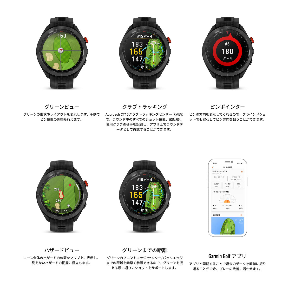 ガーミン GARMIN Approach S70 アプローチ S70 47mm ゴルフ GPS スマートウォッチ ウェアラブル 010-02746-22 腕時計 メンズ レディース ブラック